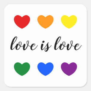 Benutzerdefinierte Text-Liebe ist Liebe LGBT-Rainb Quadratischer Aufkleber