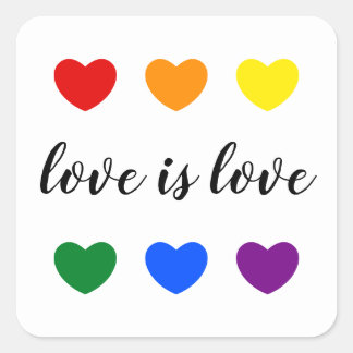 Benutzerdefinierte Text-Liebe ist Liebe LGBT-Rainb Quadratischer Aufkleber