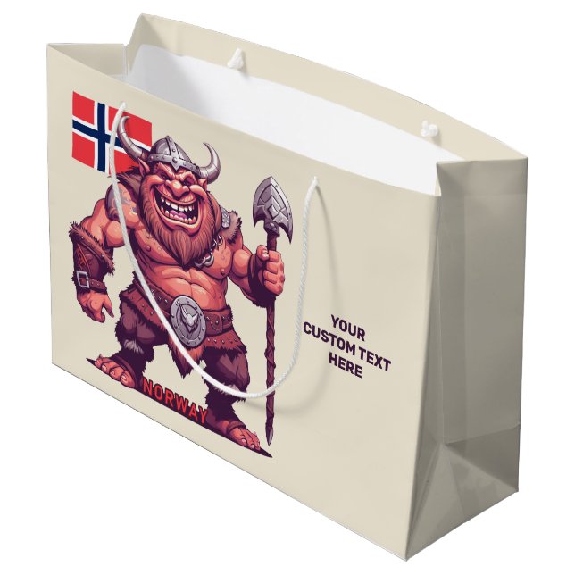 Benutzerdefinierte Text-Norwegische Trolle Große Geschenktüte (Rückseite Schrägansicht)