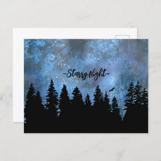 Benutzerdefinierte Text Pine Forest Night Postkarte
