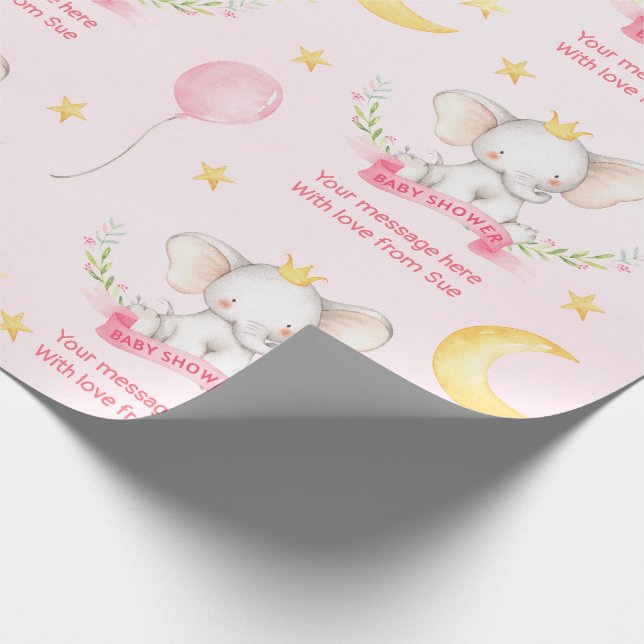 Benutzerdefinierte Text Pink Wasserfarbe Elephant  Geschenkpapier (Ecke)