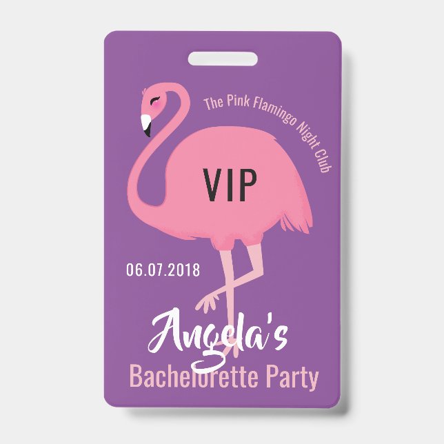 Benutzerdefinierte Text rosa Flamingo-Abzeichen Ausweis (Vorderseite)