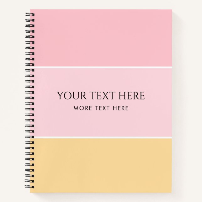 Benutzerdefinierte Text rosa Vanilla Gelb Streifen Notizbuch (Vorderseite)