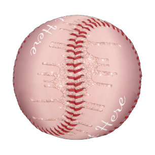 Benutzerdefinierte Text-Rose Gold Blush Glitzer Ba Baseball