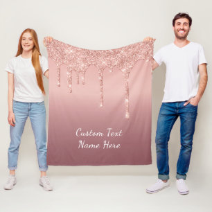 Benutzerdefinierte Text-Rose Gold Blush Glitzer Fl Fleecedecke