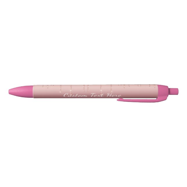 Benutzerdefinierte Text-Rose Gold Blush Glitzer Sp Kugelschreiber (Unterseite)