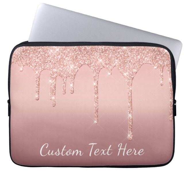 Benutzerdefinierte Text-Rose Gold Blush Glitzer Sp Laptopschutzhülle (Vorderseite)