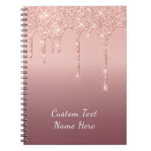 Benutzerdefinierte Text-Rose Gold Blush Glitzer Sp Notizblock
