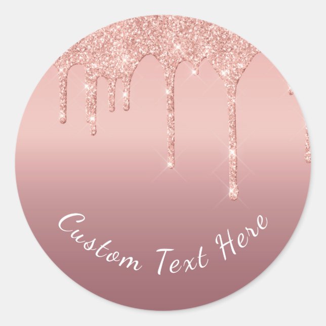 Benutzerdefinierte Text-Rose Gold Blush Glitzer Sp Runder Aufkleber (Vorderseite)