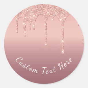 Benutzerdefinierte Text-Rose Gold Blush Glitzer Sp Runder Aufkleber