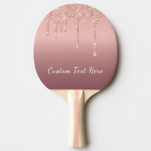 Benutzerdefinierte Text-Rose Gold Blush Glitzer Sp Tischtennis Schläger
