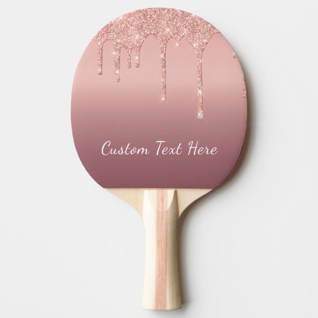 Benutzerdefinierte Text-Rose Gold Blush Glitzer Sp Tischtennis Schläger (Vorderseite)
