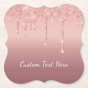 Benutzerdefinierte Text-Rose Gold Blush Glitzer Sp Untersetzer