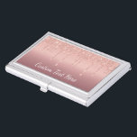 Benutzerdefinierte Text-Rose Gold Blush Glitzer Sp Visitenkarten Dose<br><div class="desc">Benutzerdefinierte Text-Rose Gold Blush Glitzer Sparkle Tropfen Rosa Hochzeit oder Party Supplies / Geschenk - Fügen Sie Ihren einzigartigen Text / Name oder entfernen Sie Text - Make Your Special Gift - Neu formatieren und verschieben oder entfernen und fügen Sie Text / Elemente mit Anpassungstool. Design von MIGNED. Bitte schauen...</div>