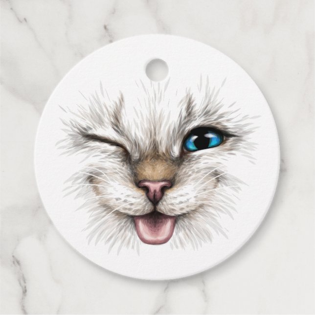 Benutzerdefinierte Text-Winking-Katze Geschenkanhänger (Vorderseite)