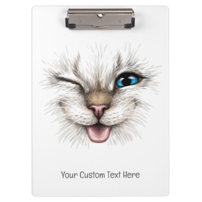 Benutzerdefinierte Text-Winking-Katze Klemmbrett (Vorderseite)