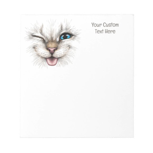 Benutzerdefinierte Text-Winking-Katze Notizblock (Vorderseite)