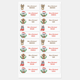 Benutzerdefinierte Texte Niedliche Weihnachtstierk Etiketten