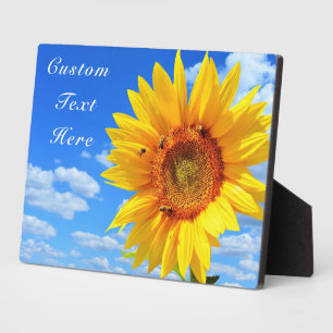 Benutzerdefinierte Textkarte - Sonnenblumen und Bi Fotoplatte