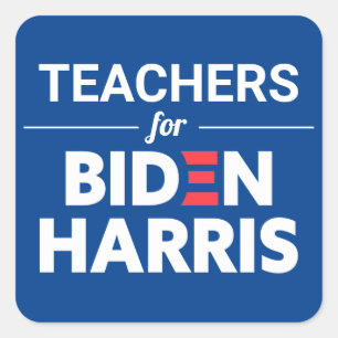 Benutzerdefinierte Textlehrer für Biden Harris Blu Quadratischer Aufkleber
