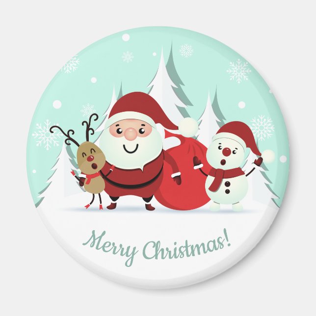 benutzerdefinierte Textmagnet für Santa, Reindeer  Magnet (Vorne)