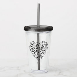 Benutzerdefinierte Texttumbler für Musical Heart Acryltrinkbecher