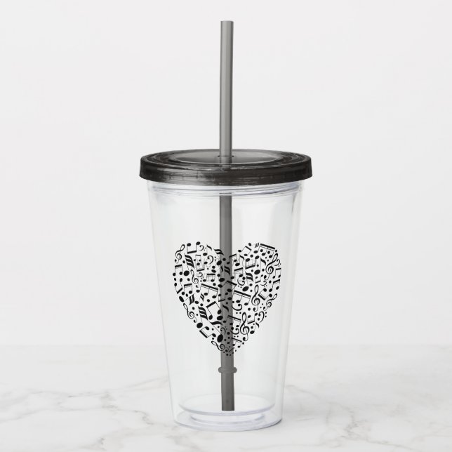 Benutzerdefinierte Texttumbler für Musical Heart Acryltrinkbecher (Vorderseite)