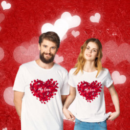 Benutzerdefinierte Textvalente Rote Rose Herzform  T-Shirt