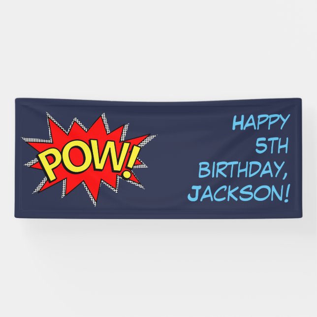 Benutzerdefinierte Textvorlage "POW" Superhero Com Banner (Horizontal)