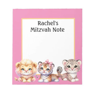 Benutzerdefinierte Tierchen Mädchen Mitzvah Notize Notizblock