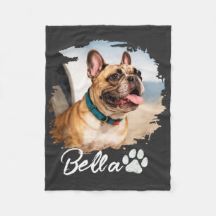 Benutzerdefinierte Tierfoto- und Namens-Typografie Fleecedecke