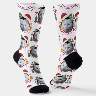 Benutzerdefinierte Tierfoto-Weihnachtsmuster-Socke Socken