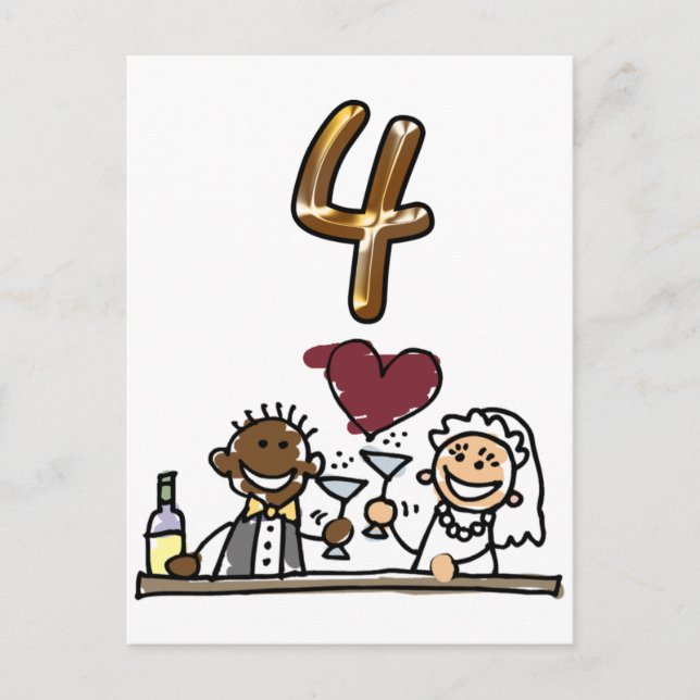 Benutzerdefinierte Tischnummer 4 Postkarten (Vorderseite)