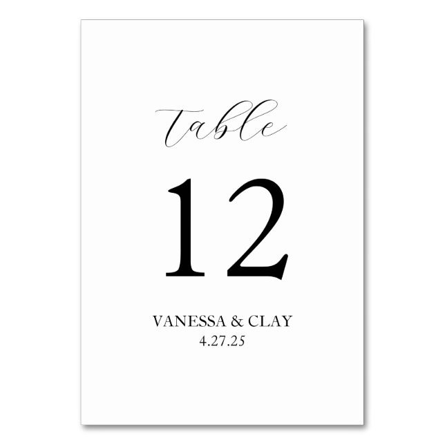 Benutzerdefinierte Tischnummern mit Name und Datum (Vorderseite)