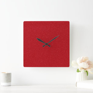 Benutzerdefinierte Tomatenrote Glitter-Acryl-Wandu Quadratische Wanduhr