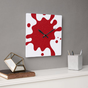 Benutzerdefinierte Tomatenrote Spritzwanduhr aus W Quadratische Wanduhr