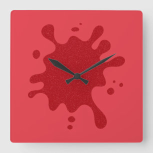 Benutzerdefinierte Tomatenrote Spritzwanduhr Quadratische Wanduhr