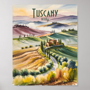 Benutzerdefinierte Toskana-Aquarell-Landschaft mit Poster
