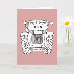 Benutzerdefinierte Traktor Land Barn Rustic Hochze Karte