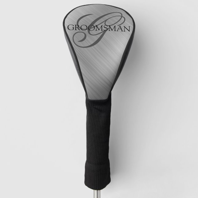 Benutzerdefinierte Trauzeugen Silber gebürstet Golf Headcover (Vorderseite)