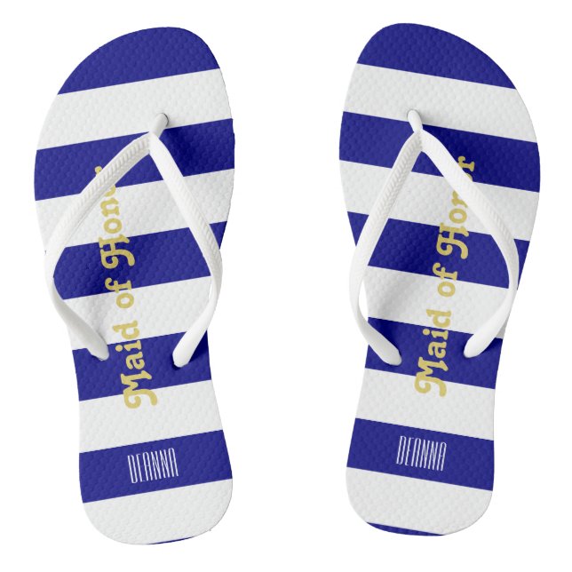 Benutzerdefinierte Trauzeugin Flip Flops - Navy Bl (Fußbett)