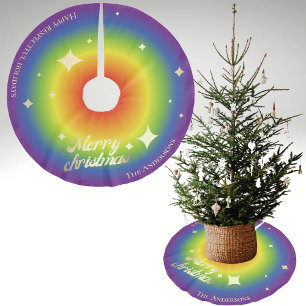 Benutzerdefinierte Treppenrockfarben LGBTQ-Flaggen Polyester Weihnachtsbaumdecke