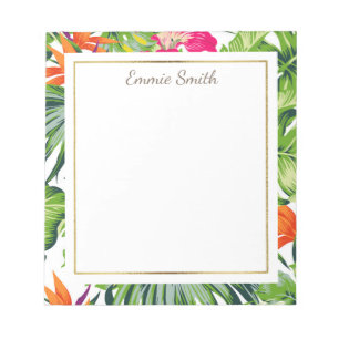 Benutzerdefinierte tropische grüne Blätter Orangef Notizblock