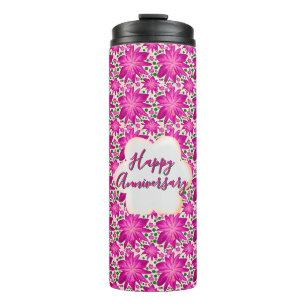 Benutzerdefinierte und personalisierte rosa Blüten Thermosbecher