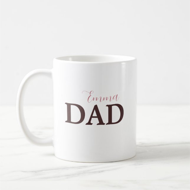 Benutzerdefinierte Vater-Tasse mit Kindername Kaffeetasse (Links)