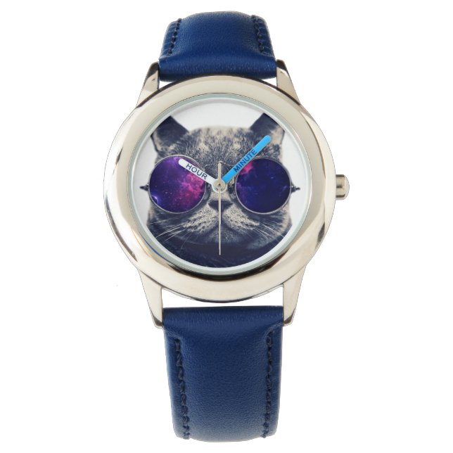Benutzerdefinierte Verkleidung mit blauen Zahlen Armbanduhr (Vorderseite)