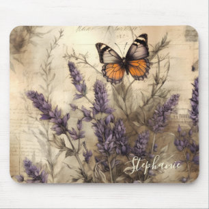 Benutzerdefinierte Vintage-Lavendel-Schmetterlings Mousepad