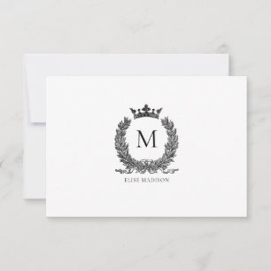 Benutzerdefinierte Vintage Monogramm-Weckerkarte Mitteilungskarte