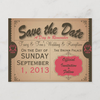 Benutzerdefinierte Vintage Save the Date Postkarte