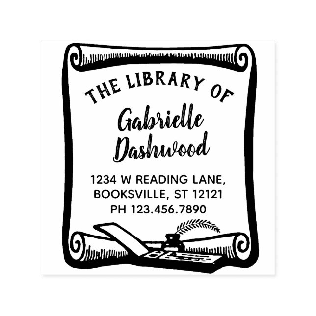 Benutzerdefinierte Vintage Scroll Library für das  Permastempel (Design)